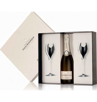 Louis Roederer Brut met 2 culinaire champagnetulpen in Luxebox